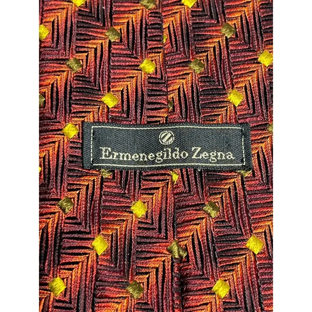 Ermenegildo Zegna Made in Italy Mens Vtg Necktie Brown Gold 100% Silk Luxury Tie - Picture 3 of 10